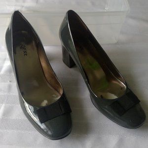 Next  Brand Grey Patent with Bow Block Heel, 7.5